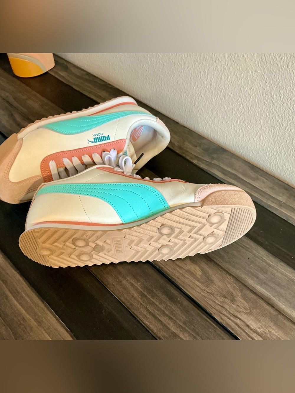 Puma WOMENS Sneakers in White, Teal & Coral Pink
